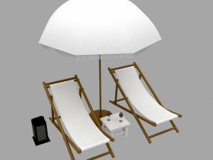 3D bohemian sunbed and umbrella model Model 3D