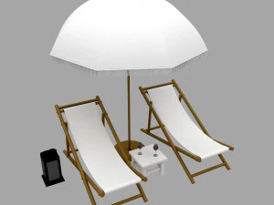 3D bohemian sunbed and umbrella model 3D Model