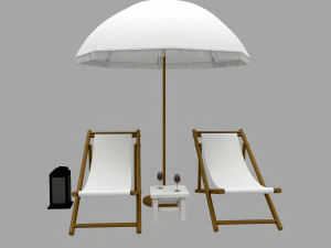 3D bohemian sunbed and umbrella model 3D Model