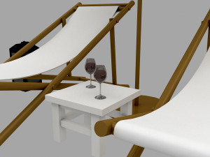 3D bohemian sunbed and umbrella model Model 3D