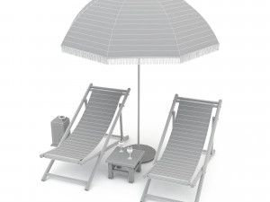 3D bohemian sunbed and umbrella model Model 3D