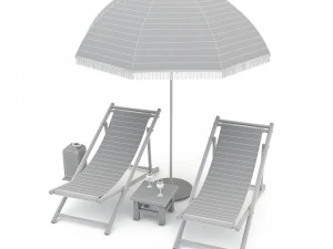 3D bohemian sunbed and umbrella model 3D Model