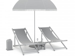 3D bohemian sunbed and umbrella model Model 3D