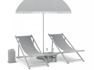3D bohemian sunbed and umbrella model 3D Model