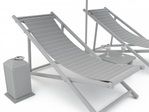 3D bohemian sunbed and umbrella model Model 3D