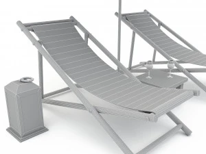 3D bohemian sunbed and umbrella model 3D Model