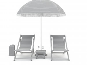 3D bohemian sunbed and umbrella model Model 3D