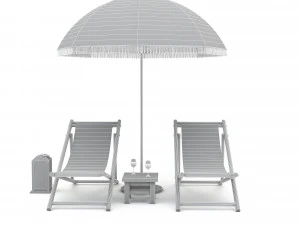3D bohemian sunbed and umbrella model 3D Model
