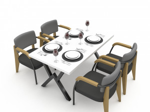 3D dining table 001 3D Model