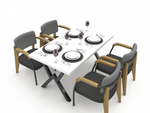 3D dining table 001 3D Model