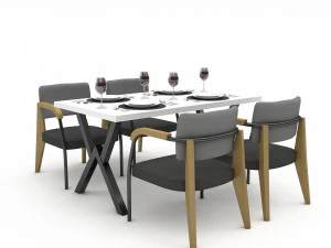 3D dining table 001 3D Model