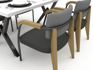 3D dining table 001 3D Model