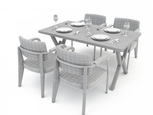 3D dining table 001 3D Model