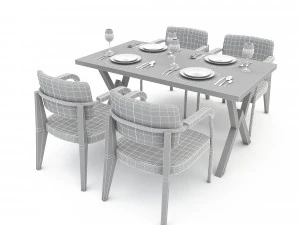 3D dining table 001 3D Model