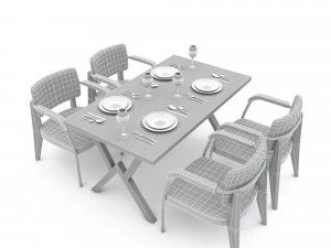 3D dining table 001 3D Model