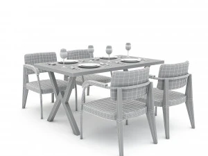 3D dining table 001 3D Model