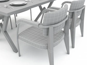 3D dining table 001 3D Model