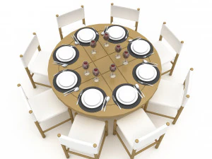 3D dining table 003 3D Model