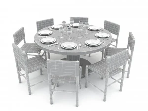 3D dining table 003 3D Model