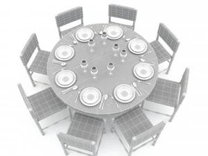 3D dining table 003 3D Model