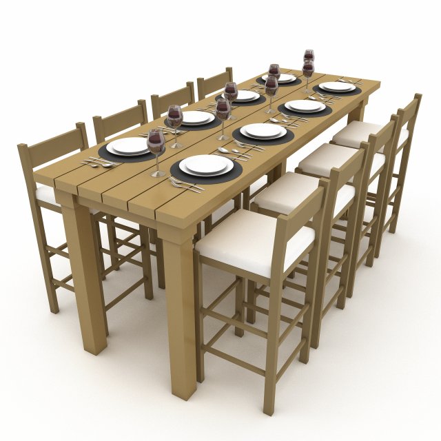 3D dining table 005 model Modelo 3D .c4d .max .obj .3ds .fbx .stl .blend 