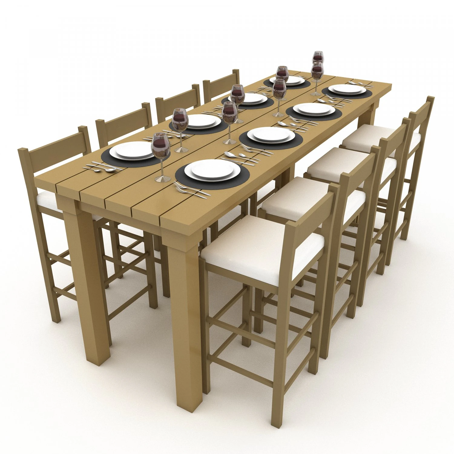 3D dining table 005 model 3D Model .c4d .max .obj .3ds .fbx .stl .blend