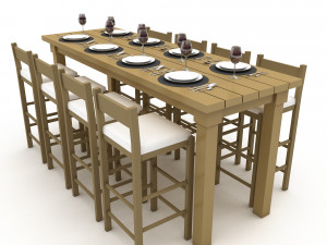 3D dining table 005 model Modelo 3D