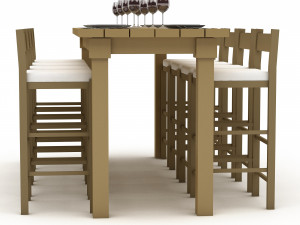 3D dining table 005 model Modelo 3D