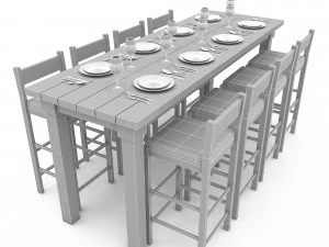 3D dining table 005 model 3D Model