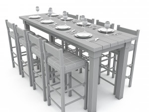 3D dining table 005 model Modelo 3D