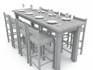 3D dining table 005 model 3D Model