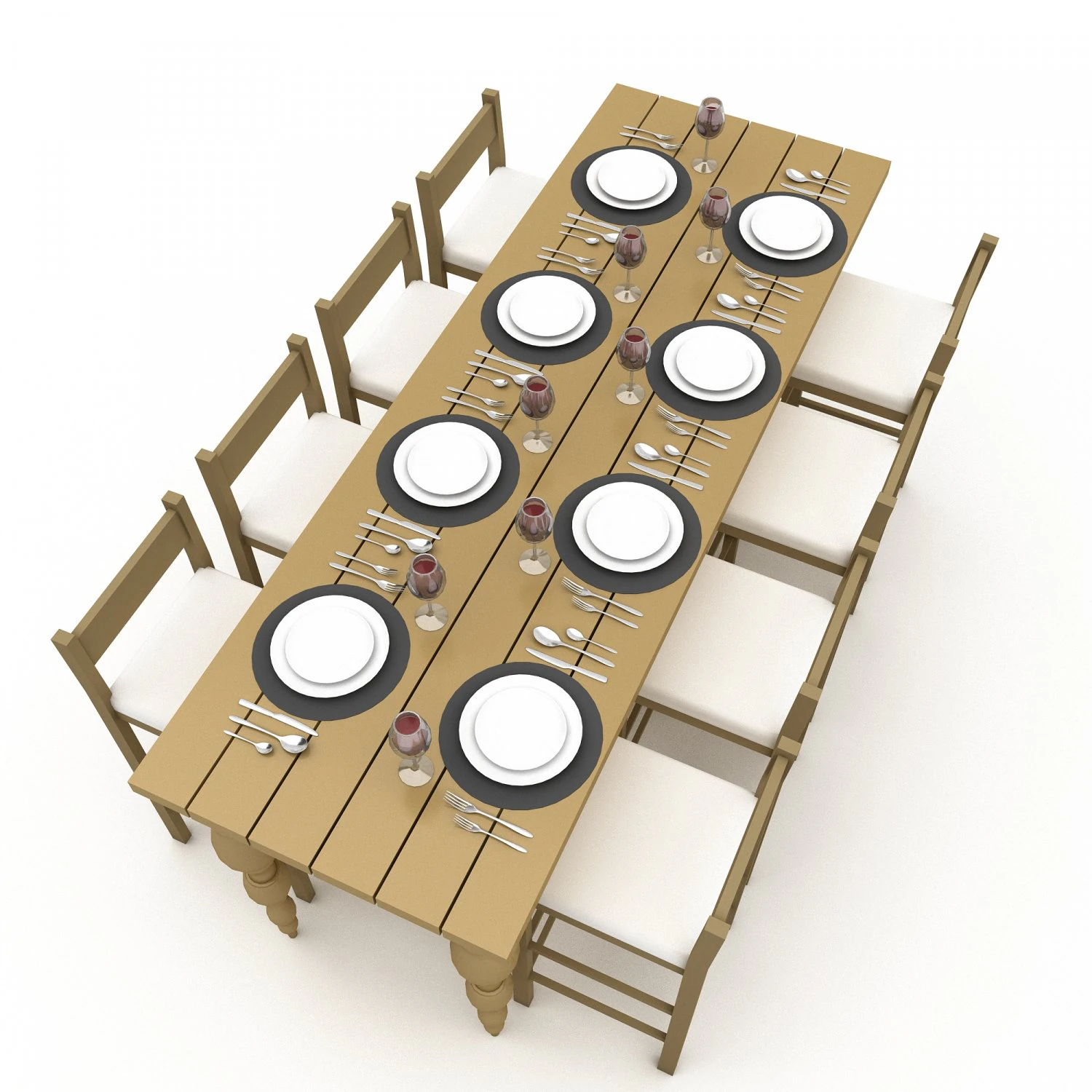 Стіл обідній 006 3D 3D Модель .c4d .max .obj .3ds .fbx .stl .blend 