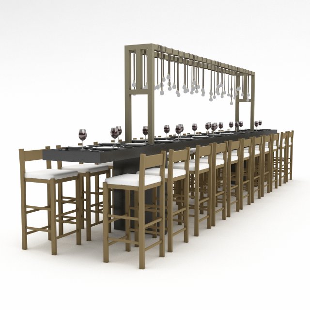 3D dining table 007 3D Model .c4d .max .obj .3ds .fbx .stl .blend 