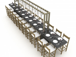 3D dining table 007 3D Model
