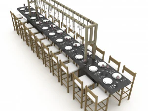 3D dining table 007 3D Model