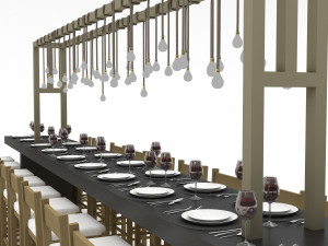 3D dining table 007 3D Model