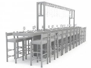 3D dining table 007 3D Model