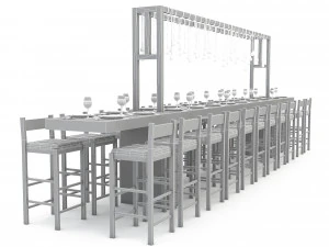 3D dining table 007 3D Model