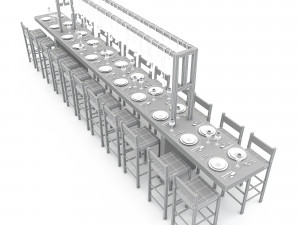 3D dining table 007 3D Model