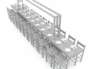3D dining table 007 3D Model