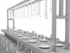 3D dining table 007 3D Model