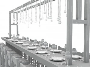 3D dining table 007 3D Model