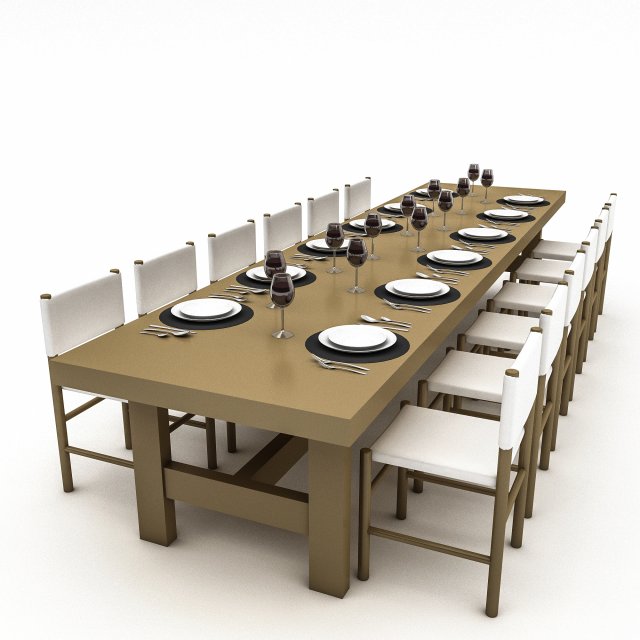 dining table 008 3D Model .c4d .max .obj .3ds .fbx .stl .blend 