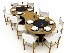 Dining table 009 model 3D Model