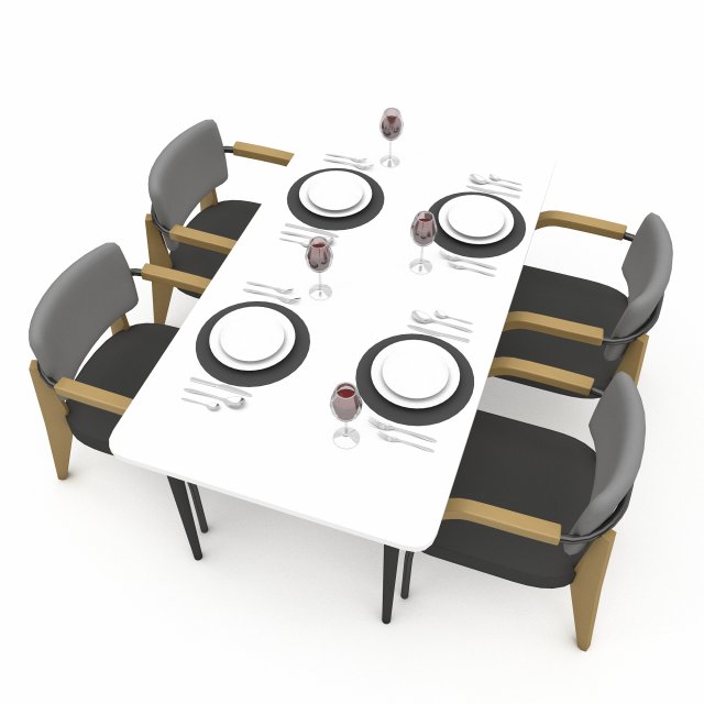 3D dining table 010 3Dモデル .c4d .max .obj .3ds .fbx .stl .blend 