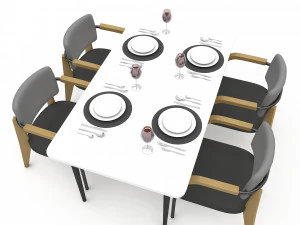 3D dining table 010 3D Model