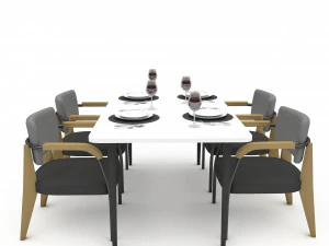 3D dining table 010 3D Model