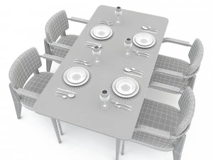 3D dining table 010 3D Model