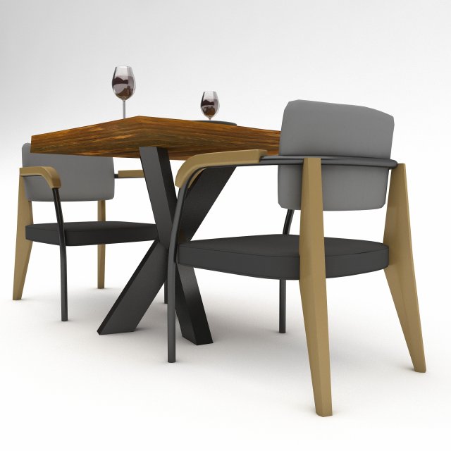 Dining table 012 3D Model .c4d .max .obj .3ds .fbx .stl .blend 