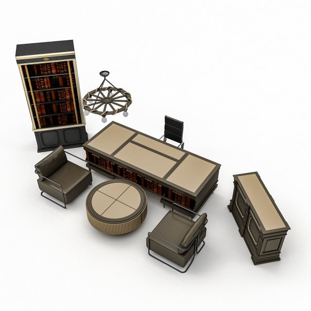 3D classic office 3D Model .c4d .max .obj .3ds .fbx .stl .blend 